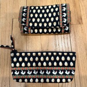 Vera Bradley chicken collection wallet/makeup bag EUC